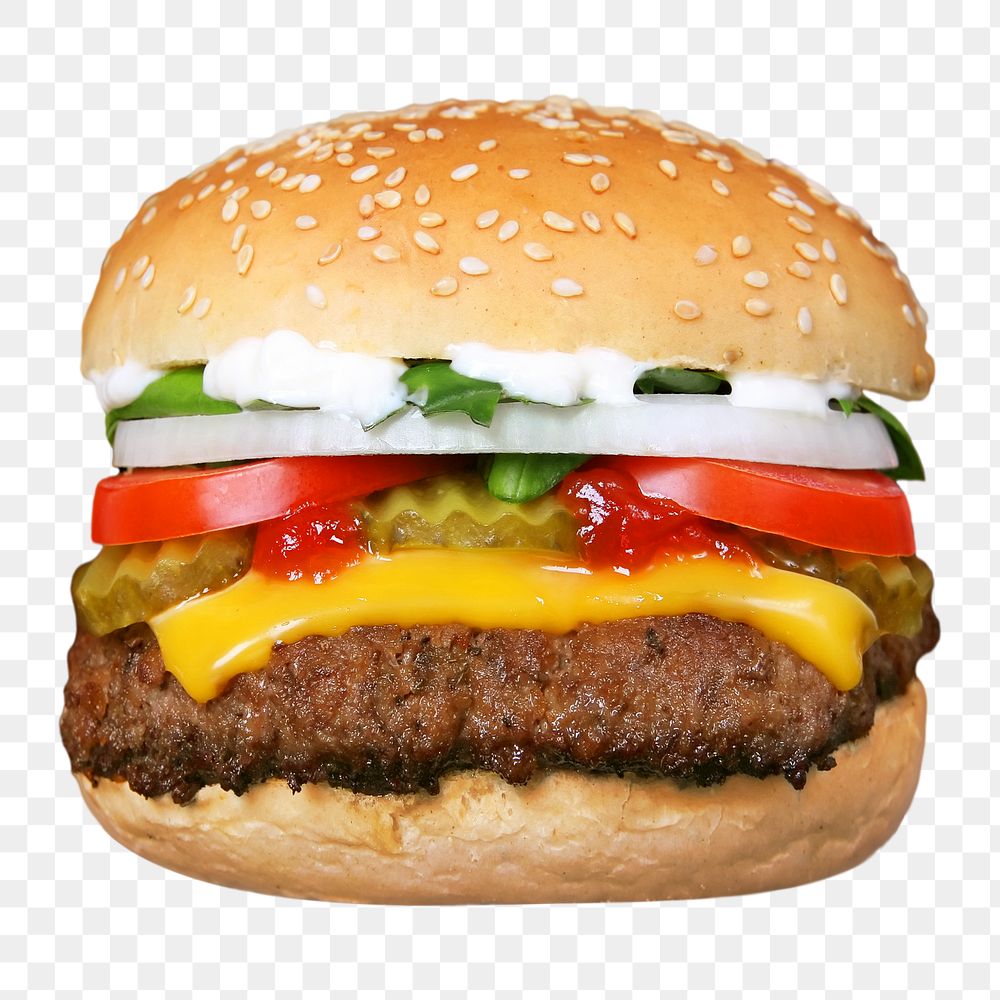 Cheeseburger fast food png, transparent background