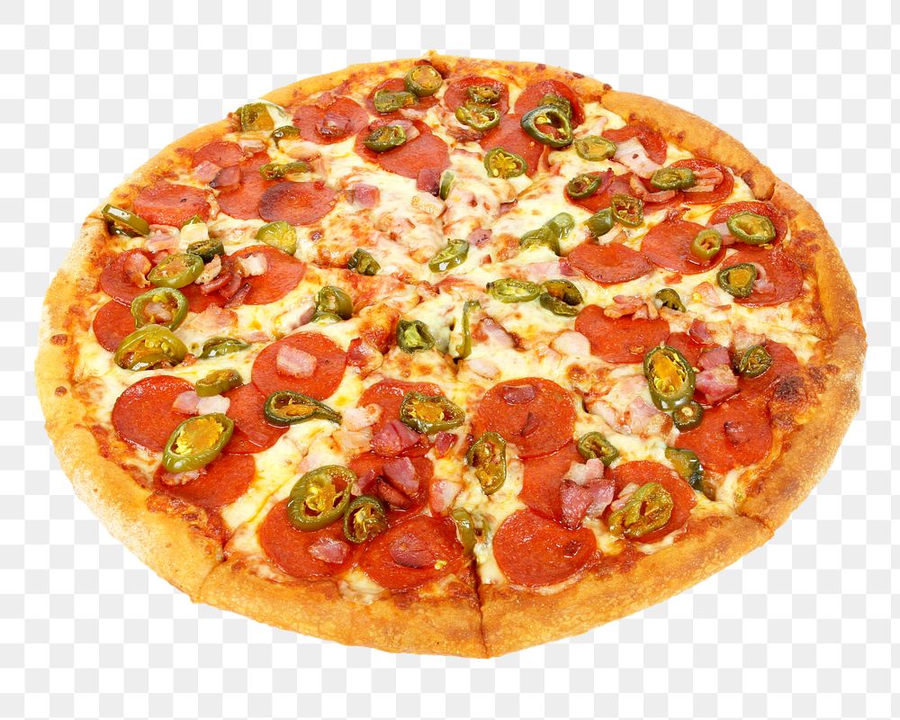 Peperoni gourmet pizza png, transparent background