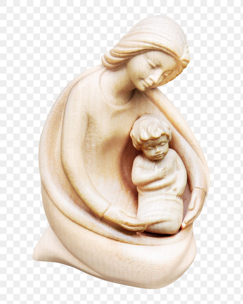 Png Mary and Jesus statue, isolated object, transparent background