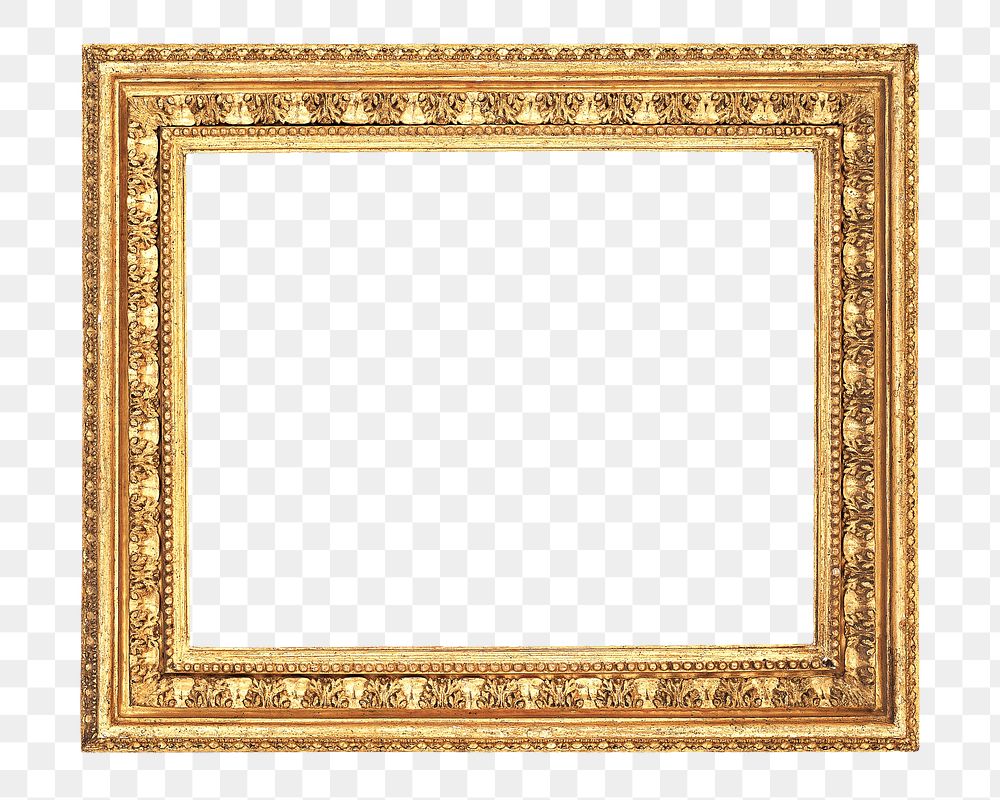 Gold picture frame png mockup, transparent design. Remixed by rawpixel.