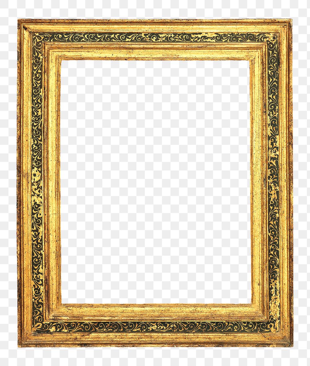 Gold picture frame png mockup, transparent design. Remixed by rawpixel.