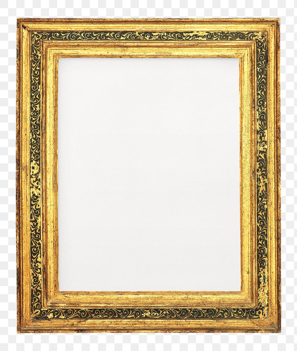 Gold vintage frame png element, transparent background. Remixed by rawpixel.