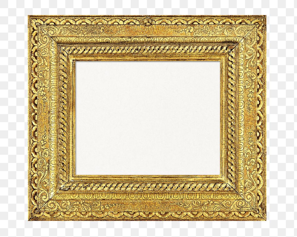 Gold vintage frame png element, transparent background. Remixed by rawpixel.