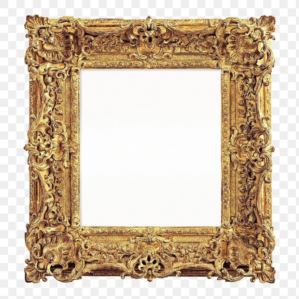 Gold vintage frame png element, transparent background. Remixed by rawpixel.