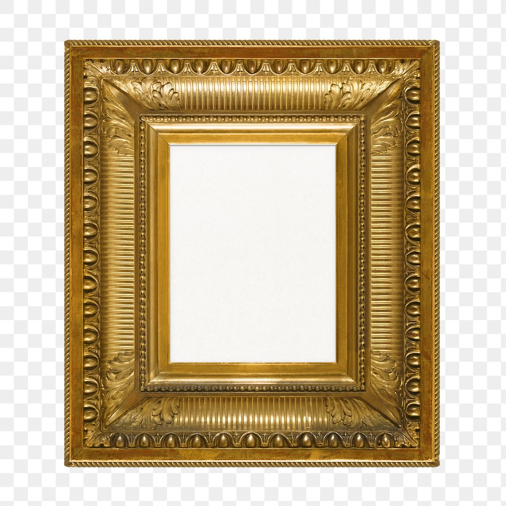 Gold vintage frame png element, transparent background. Remixed by rawpixel.