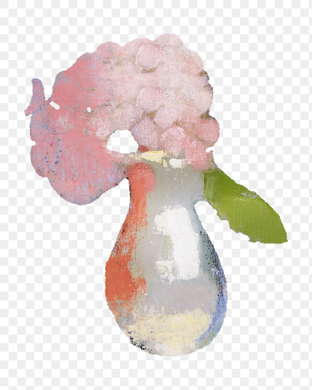 PNG Pink flower vase, vintage illustration by Helene Schjerfbeck, transparent background. Remixed by rawpixel.