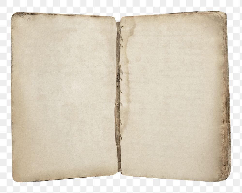 Old vintage book png with empty pages, transparent background. Remixed by rawpixel.