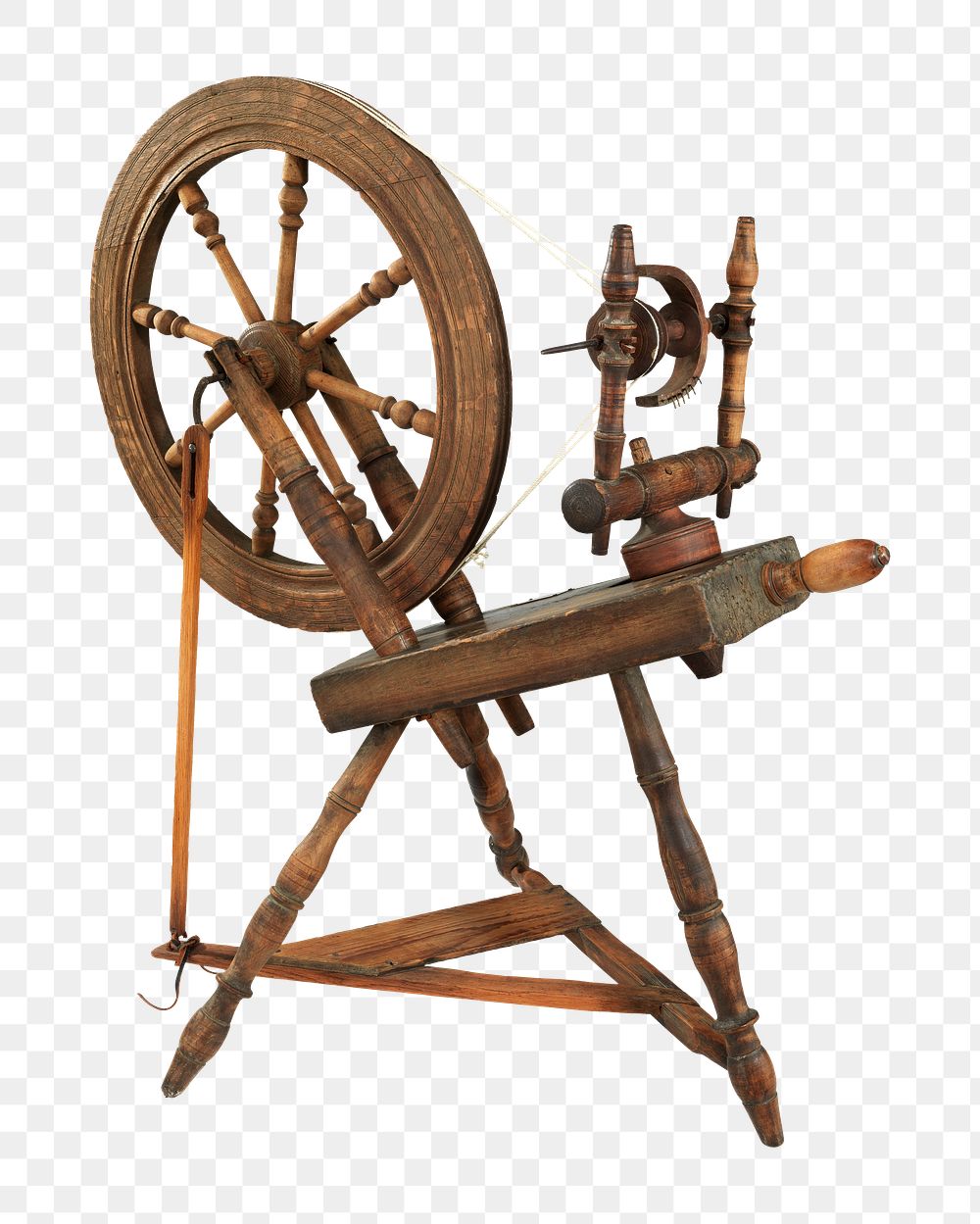Vintage spinning wheel png, transparent background. Remixed by rawpixel.