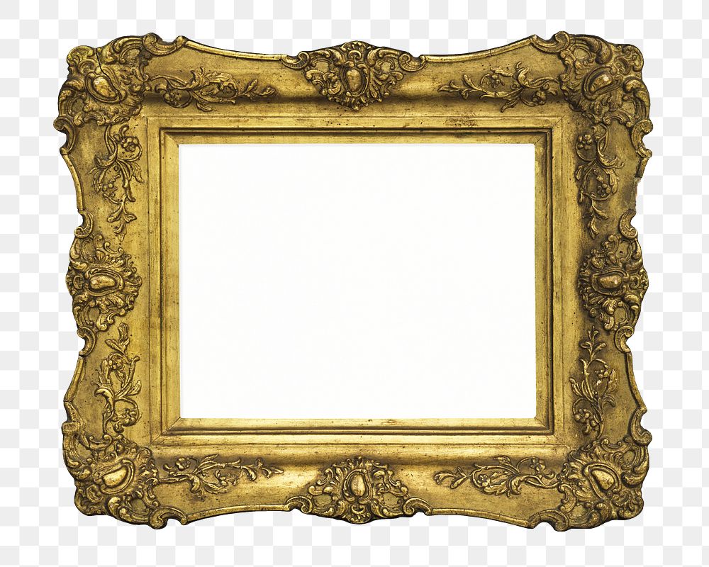 Gold vintage frame png element, transparent background. Remixed by rawpixel.