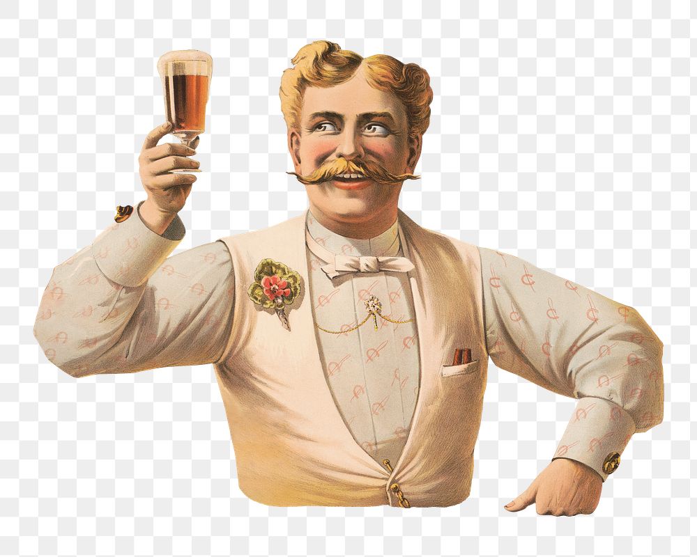 Bartender man png, vintage illustration on transparent background. Remixed by rawpixel.