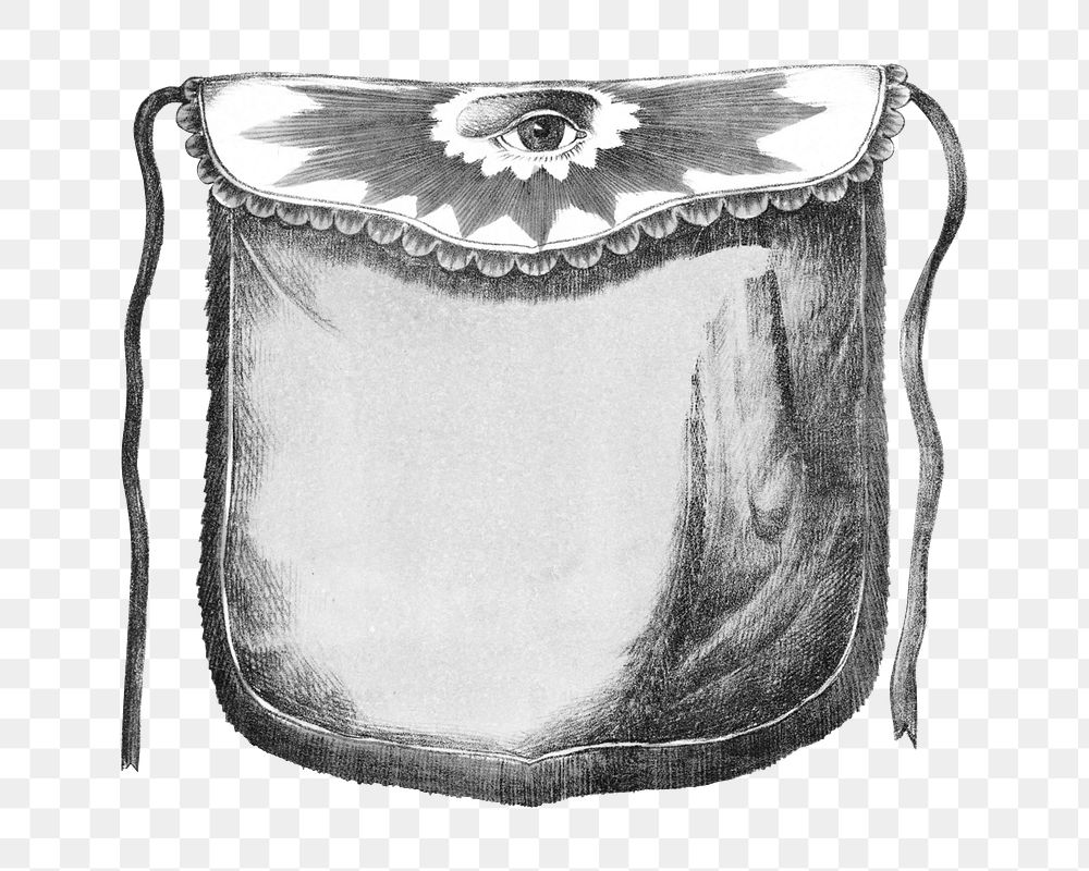 Silk bag png with observing eye, vintage object illustration on transparent background. Remixed by rawpixel.