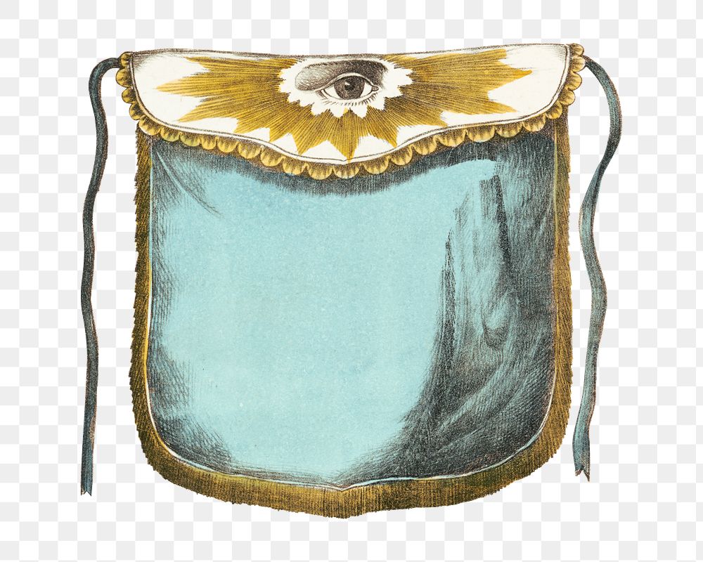 Silk bag png with observing eye, vintage object illustration on transparent background. Remixed by rawpixel.