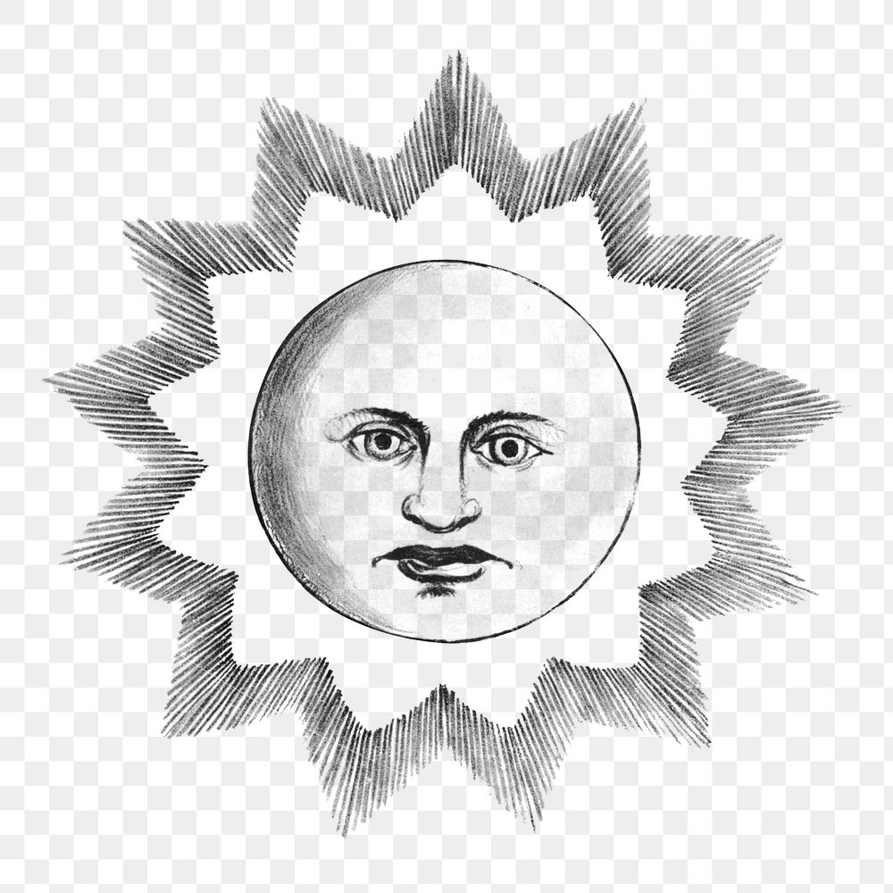Beaming sun png, celestial illustration on transparent background. Remixed by rawpixel.