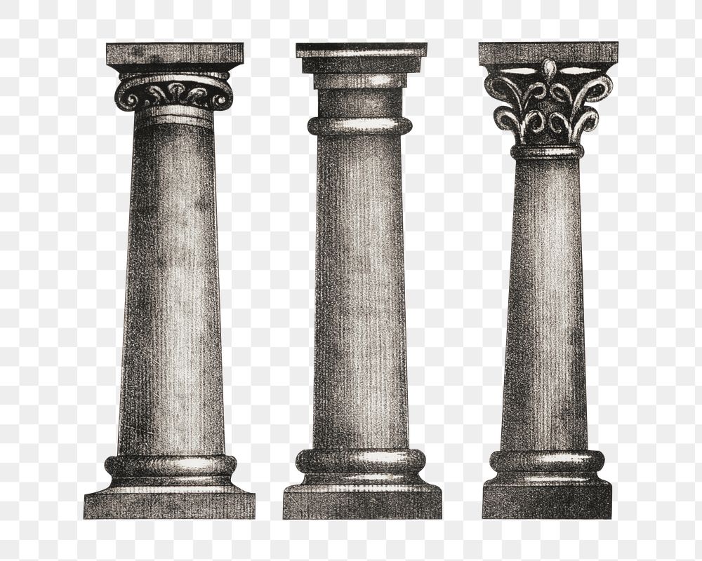 Ancient pillar png, vintage architecture illustration, transparent background. Remixed by rawpixel.