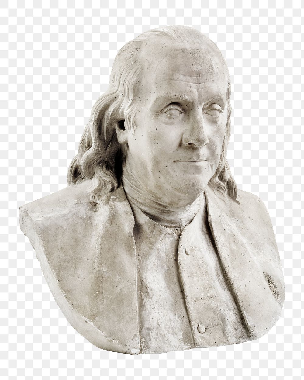 Benjamin Franklin png sculpture by Hiram Powers, transparent background. Remixed by rawpixel.
