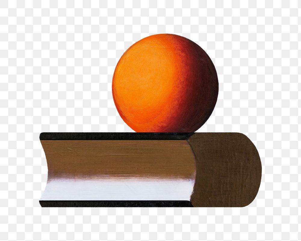 Png orange and book, still life by Vilhelm Lundstrom on transparent background. Remixed by rawpixel.