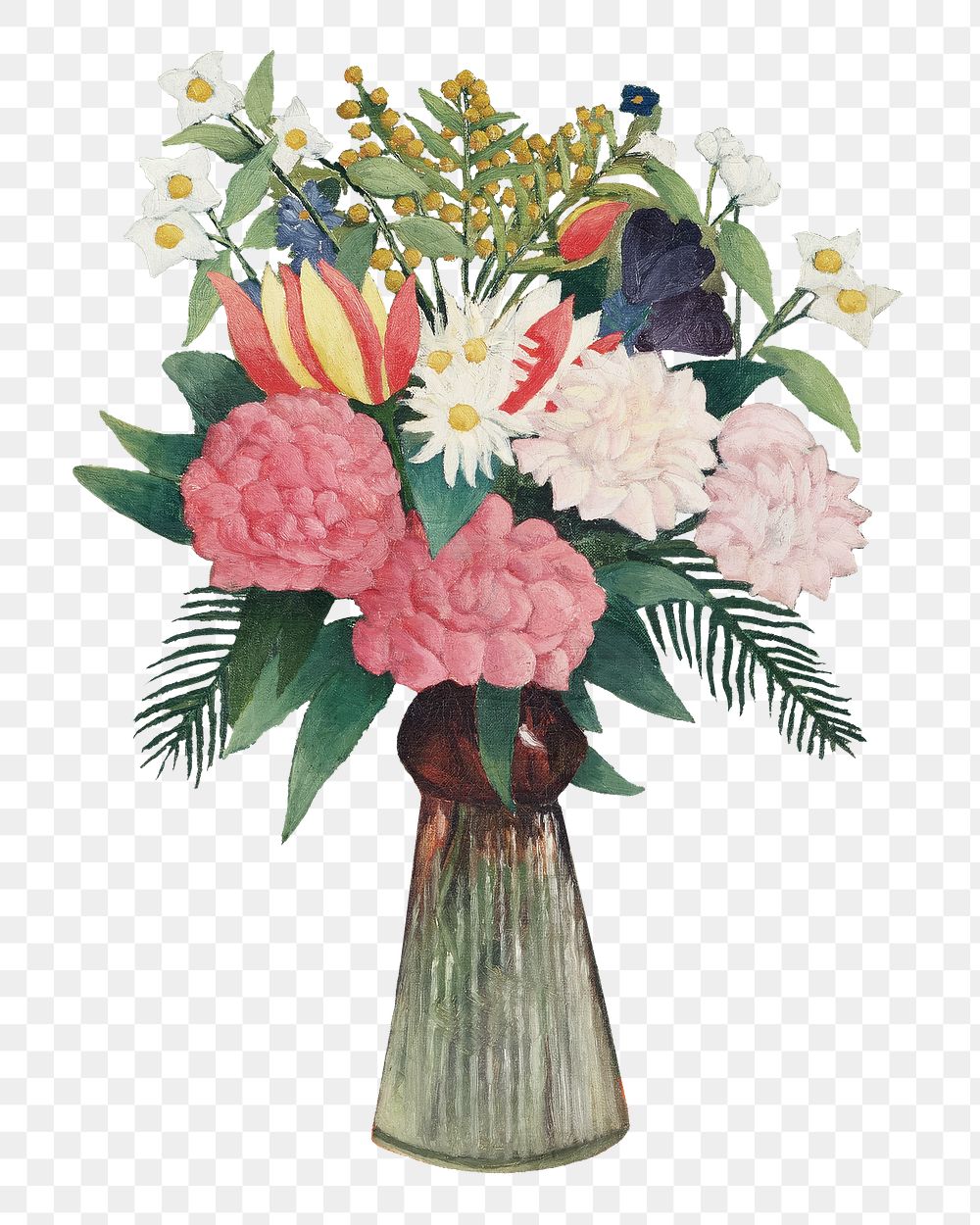 Henri Rousseau's png Flowers in a Vase, transparent background. Remixed by rawpixel.