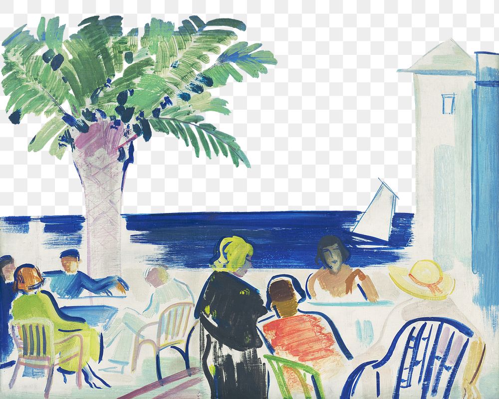French riviera png, vintage illustration by J&aacute;nos Vaszary on transparent background. Remixed by rawpixel.