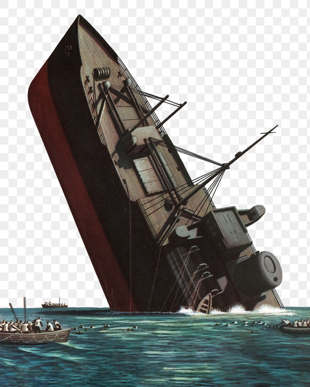 Sinking ship png logistics, transparent background. Remixed by rawpixel. 