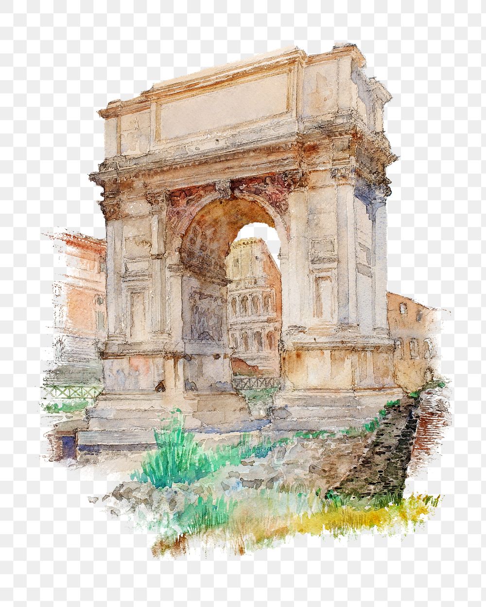 Arch of Titus png Rome's architecture, transparent background. Remixed by rawpixel. 