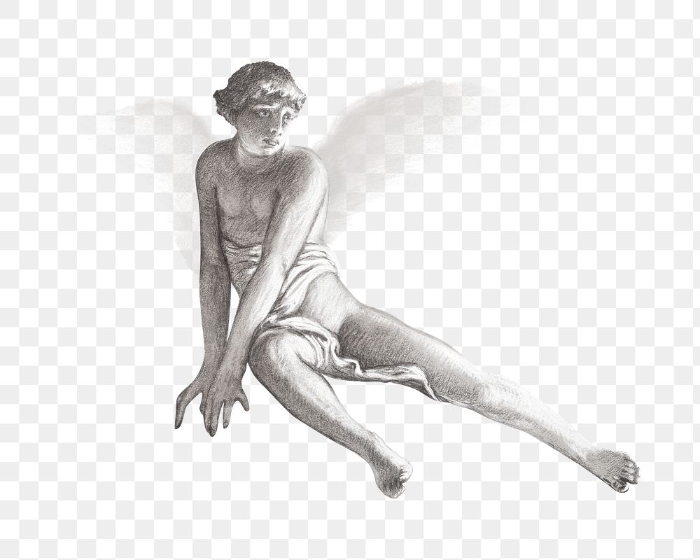 Vintage angel png, transparent background. Remixed by rawpixel. 