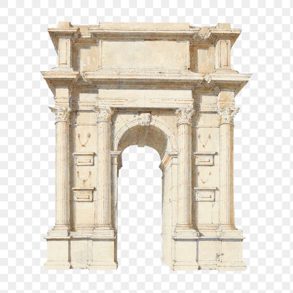 Arch of Trajan png Italian architecture, transparent background. Remixed by rawpixel. 