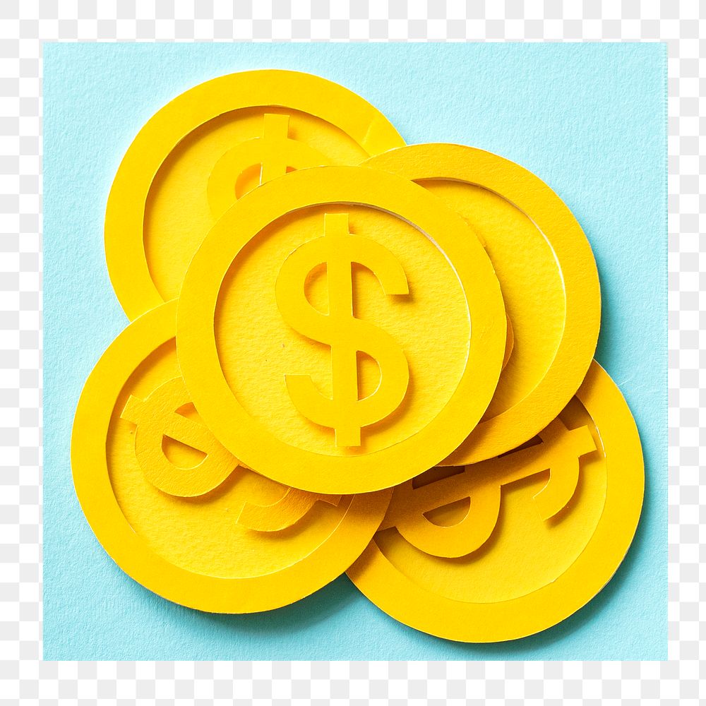 Dollar coins png collage element on transparent background
