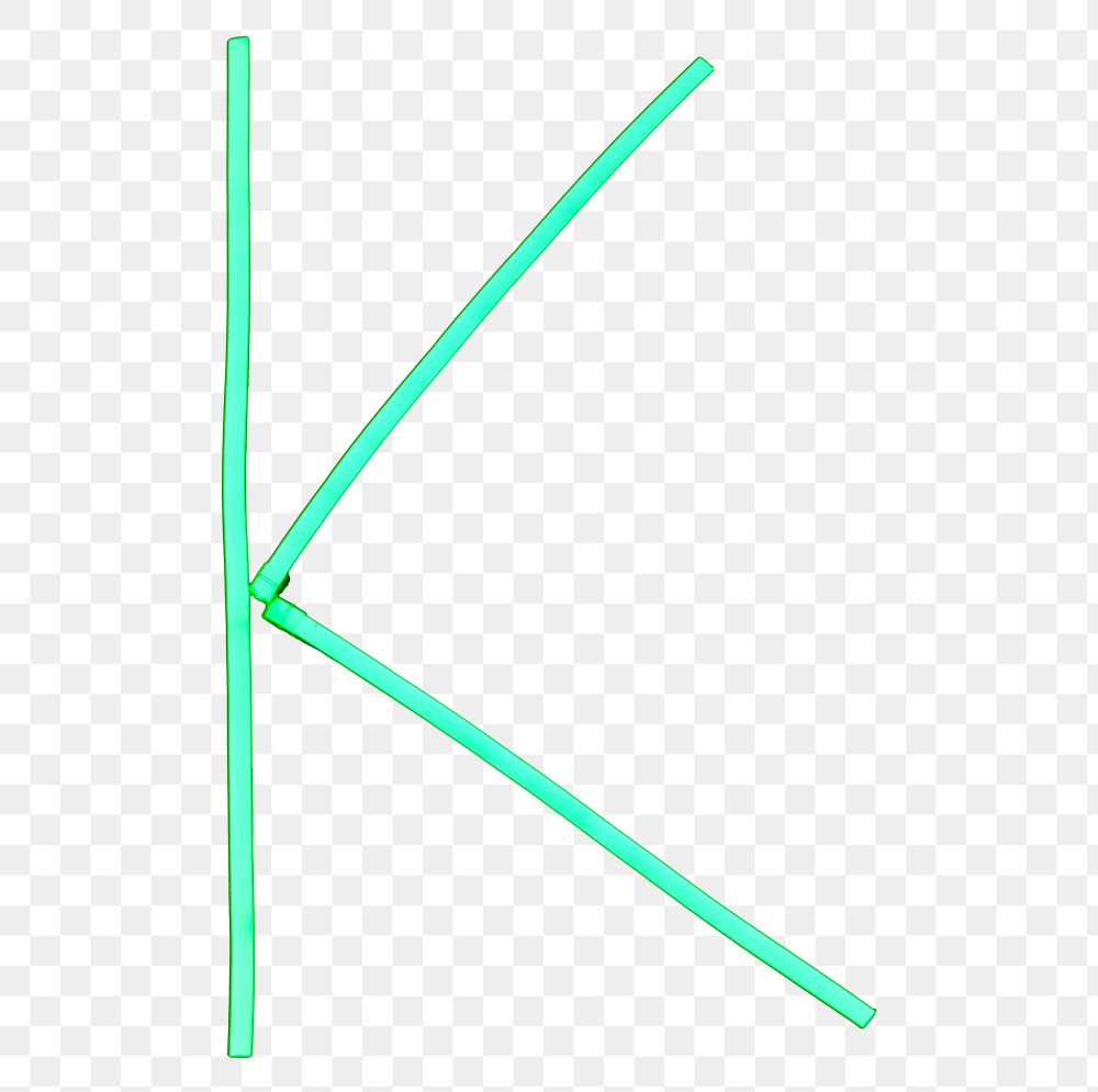 PNG K alphabet letter, green neon lights transparent background