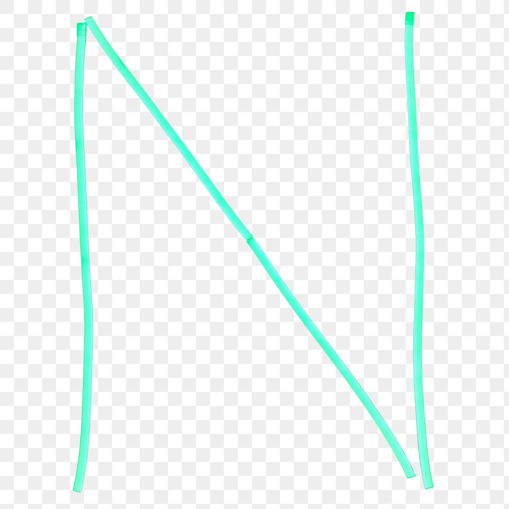 PNG N alphabet letter, green neon lights transparent background