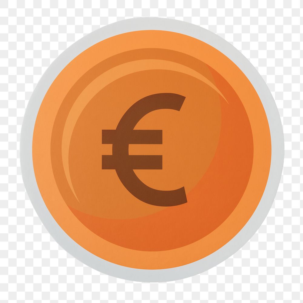PNG Euro coin icon sticker transparent background