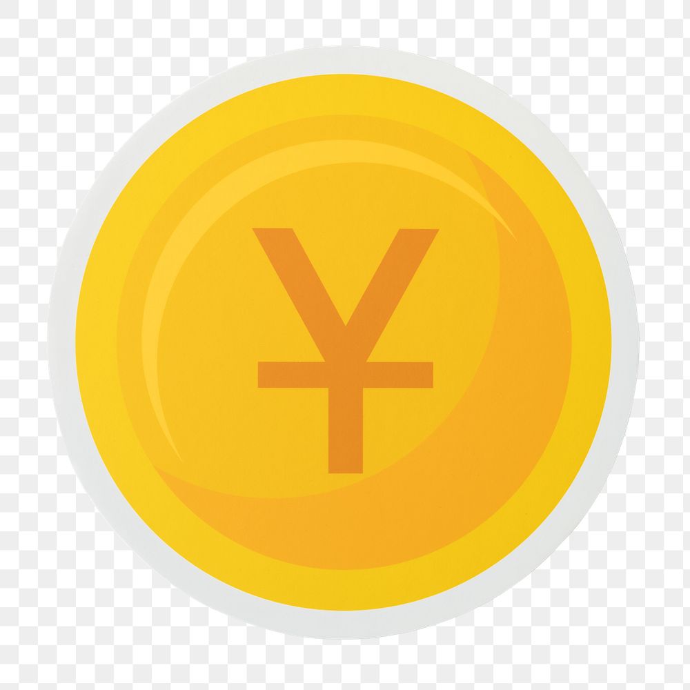 PNG  Japanese yen coin sticker transparent background