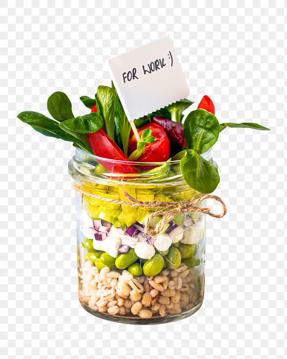 Salad jar png, healthy food, transparent background