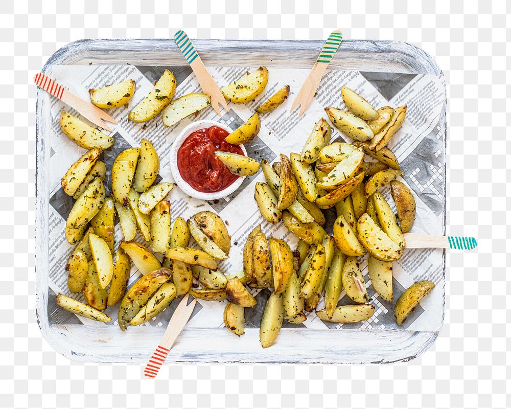 Potato wedges png collage element, transparent background