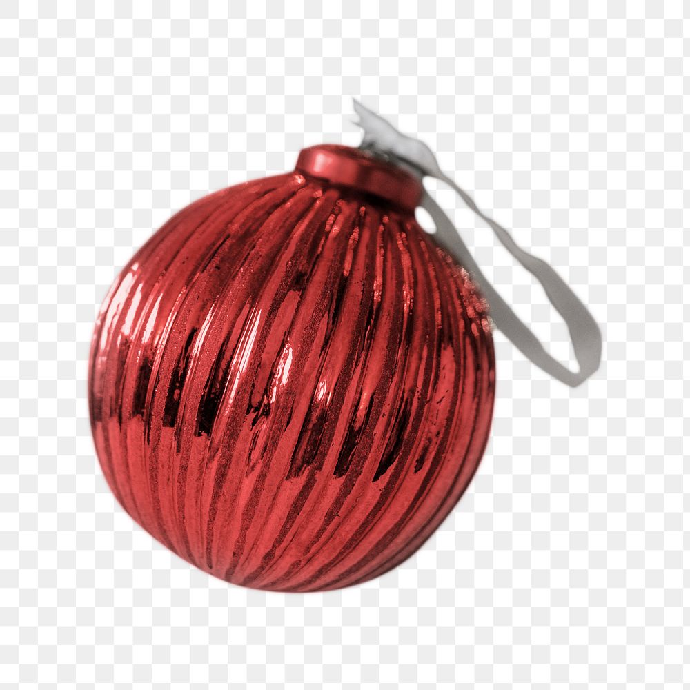 Png red bauble christmas ornament, isolated image, transparent background
