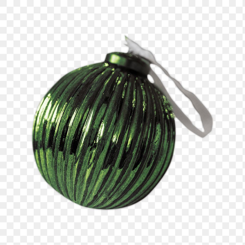 Png green bauble christmas ornament, isolated image, transparent background