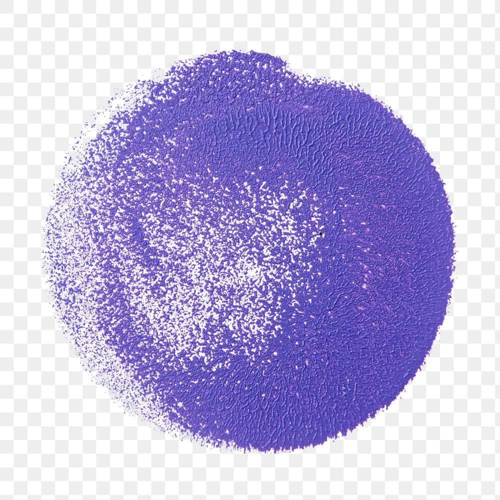 Purple round png paint badge collage element, transparent background
