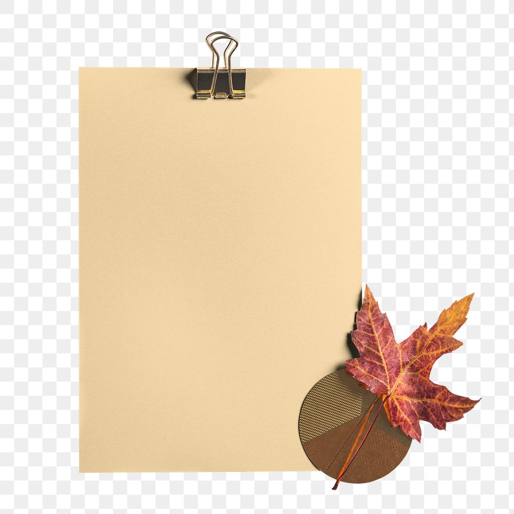 Beige paper png Autumn, transparent background