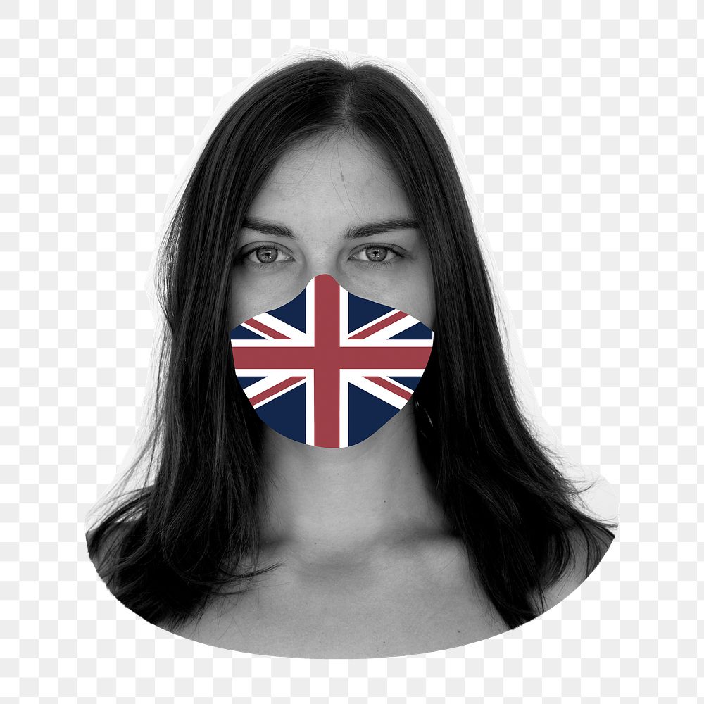 UK flag png face mask, transparent background