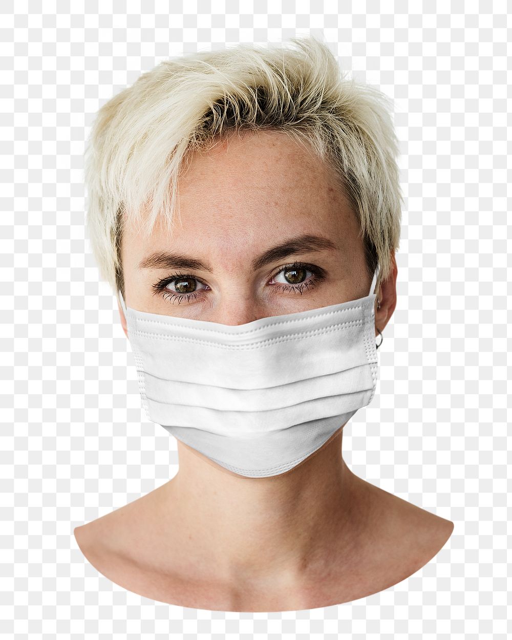 Blonde woman png wearing face mask, transparent background