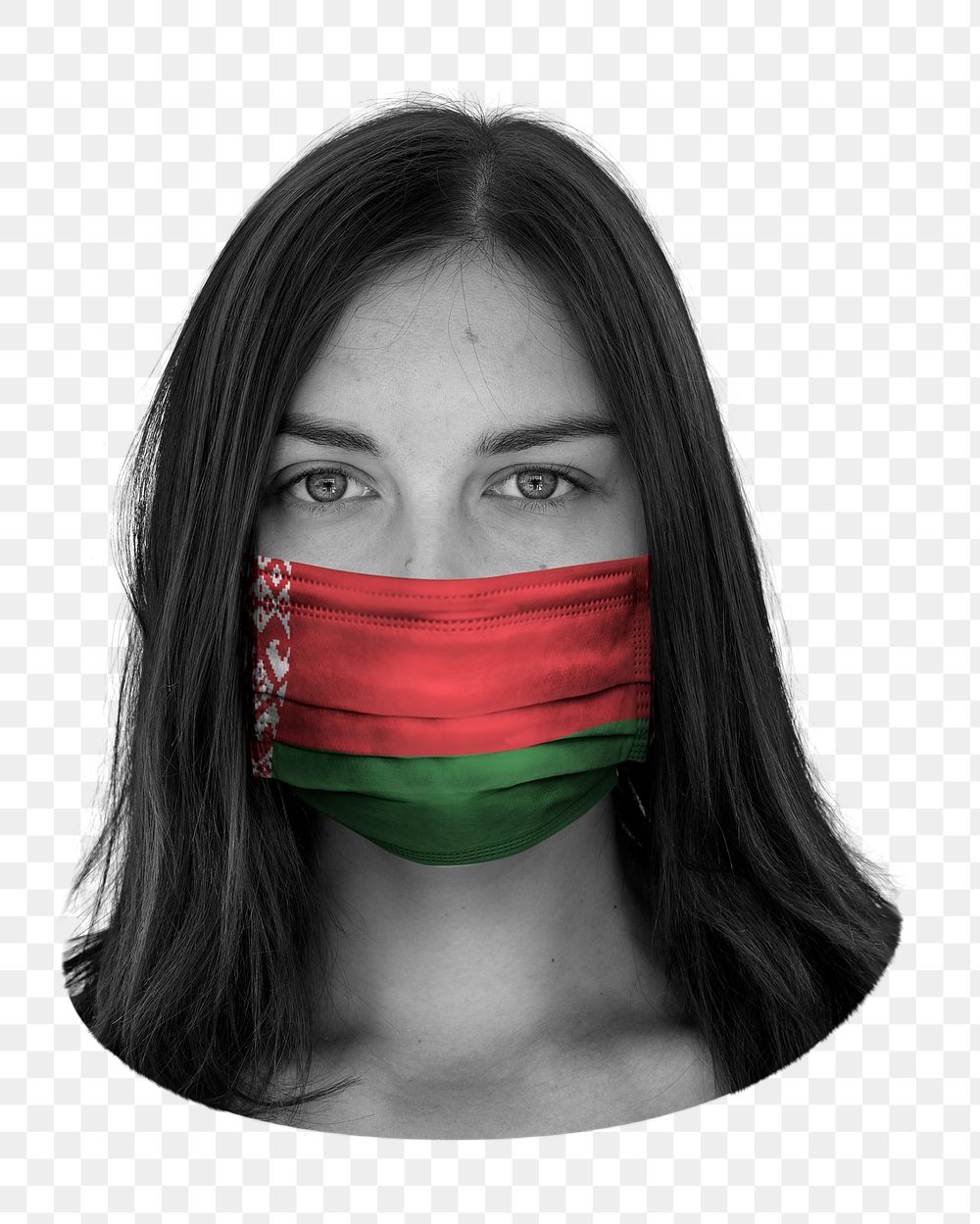 Belarusian flag png face mask, transparent background