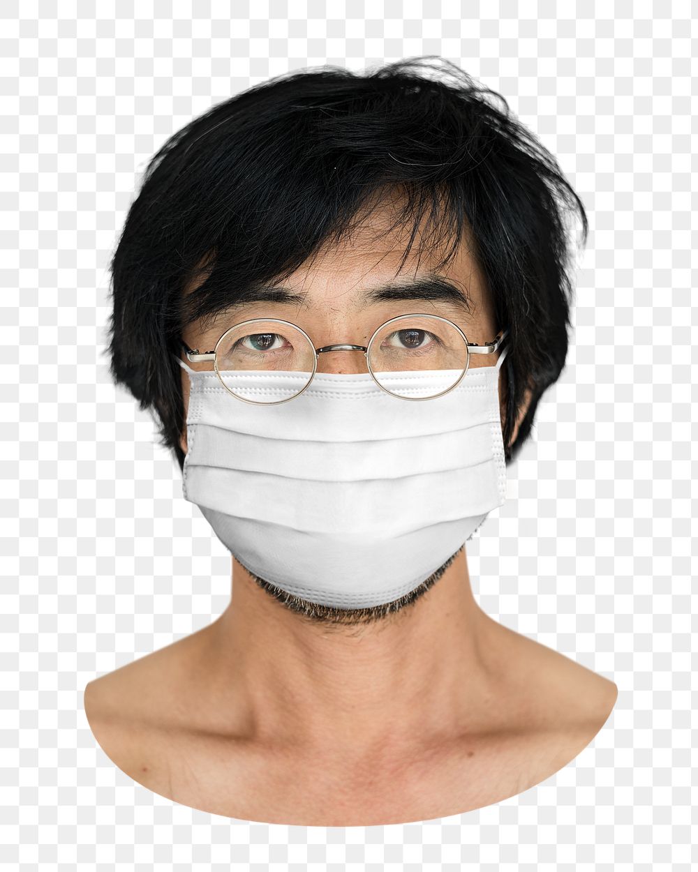 Asian man png wearing face mask, transparent background