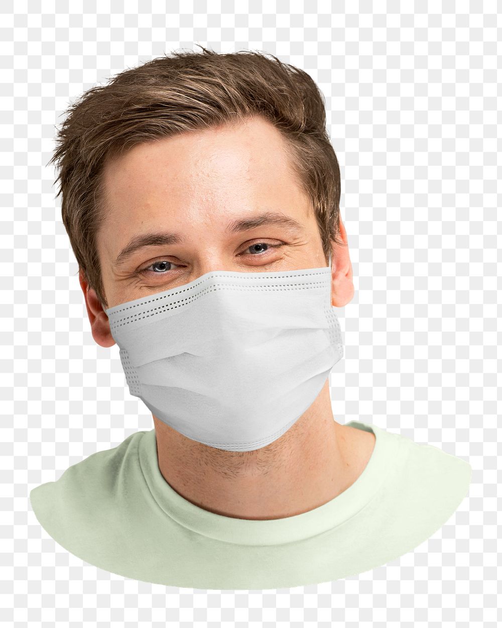 Happy man png wearing mask, transparent background