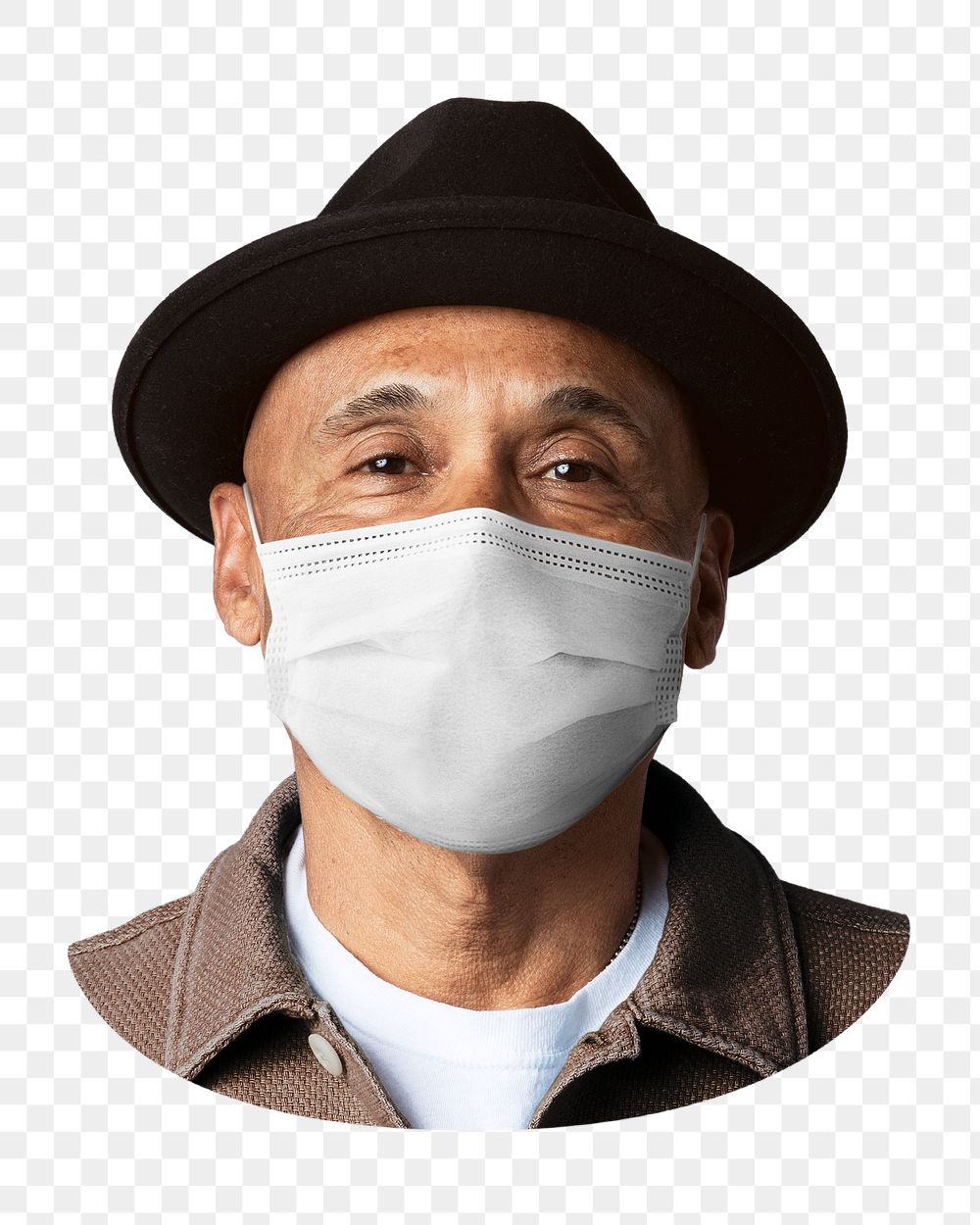 Mature woman png wearing white mask, transparent background