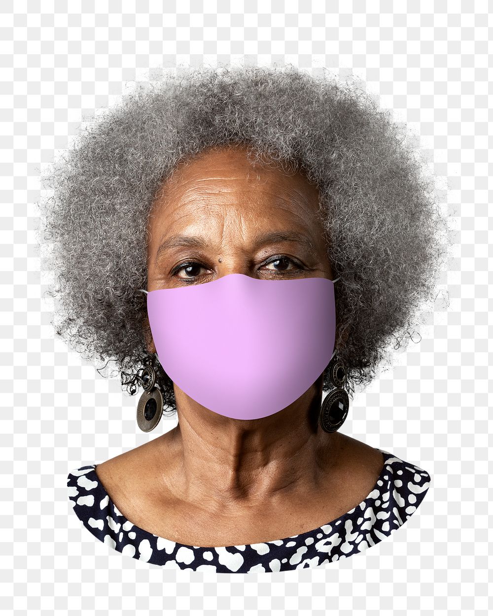 Mature woman png purple mask, transparent background