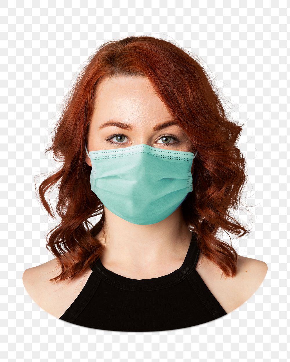PNG Mask on woman Covid-19 prevention photoshoot, transparent background