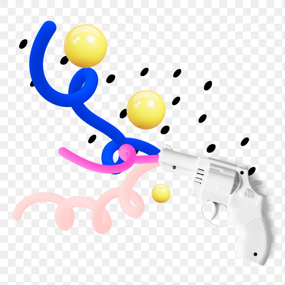 Funky gun png sticker, mixed media transparent background