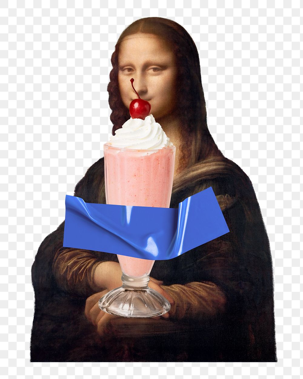 Milkshake png Mona Lisa sticker, Leonardo da Vinci's artwork mixed media transparent background. Remixed by rawpixel.