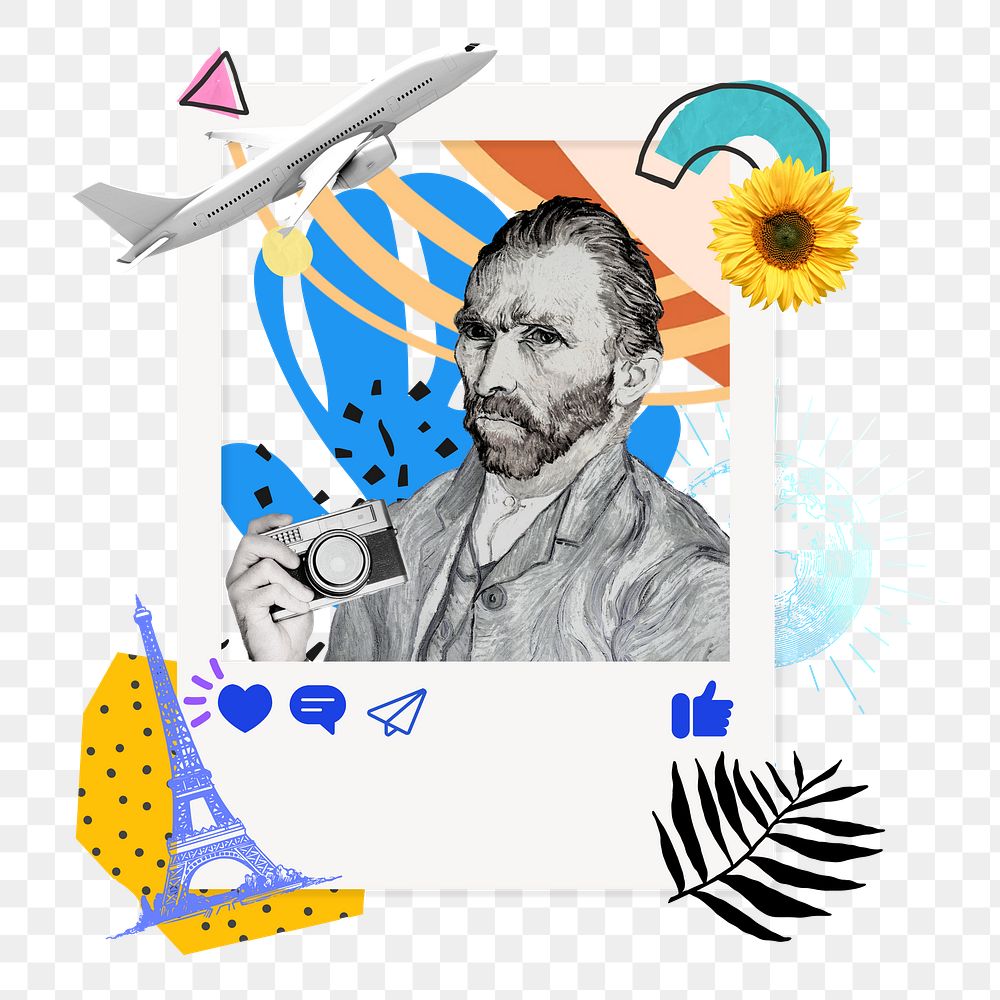 Png Van Gogh's instant film  sticker, mixed media transparent background. Remixed by rawpixel.