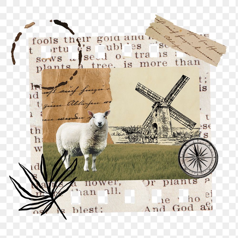 Netherlands travel png vintage sticker, mixed media transparent background