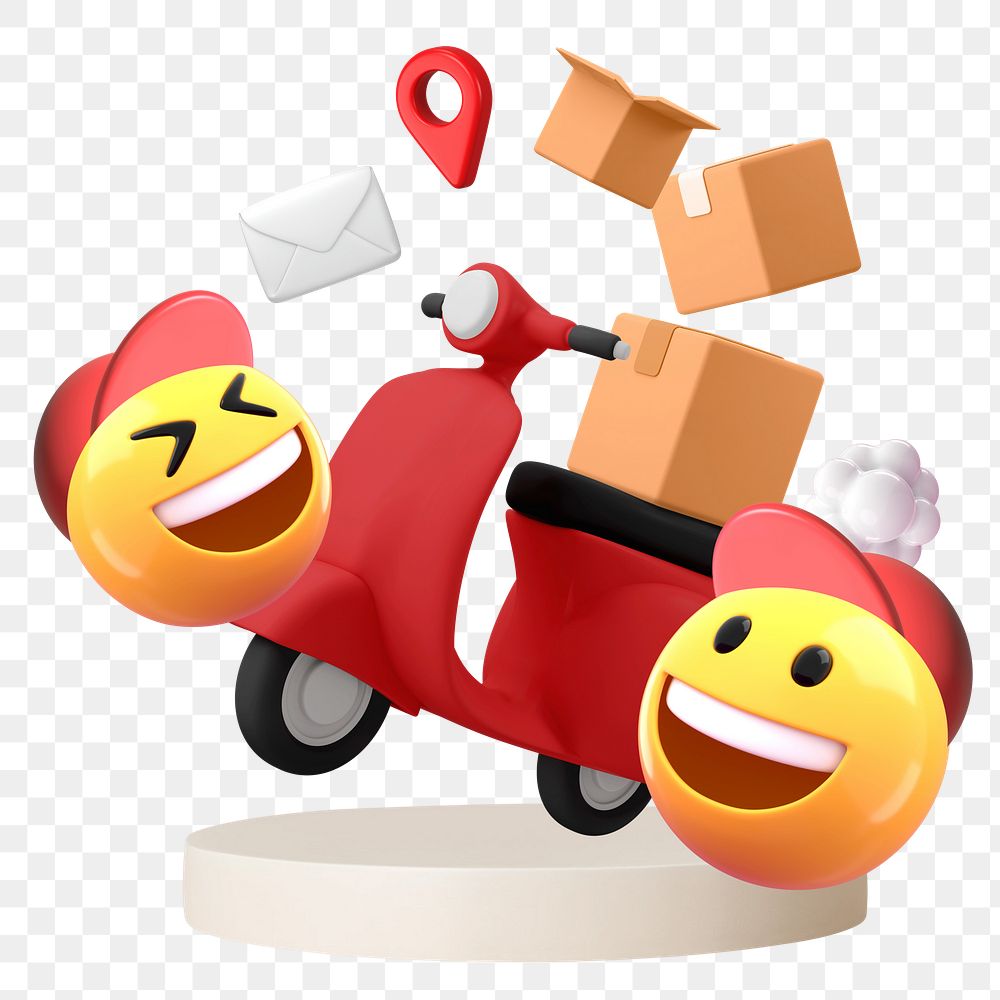 3D emoticon png delivery packages sticker, transparent background